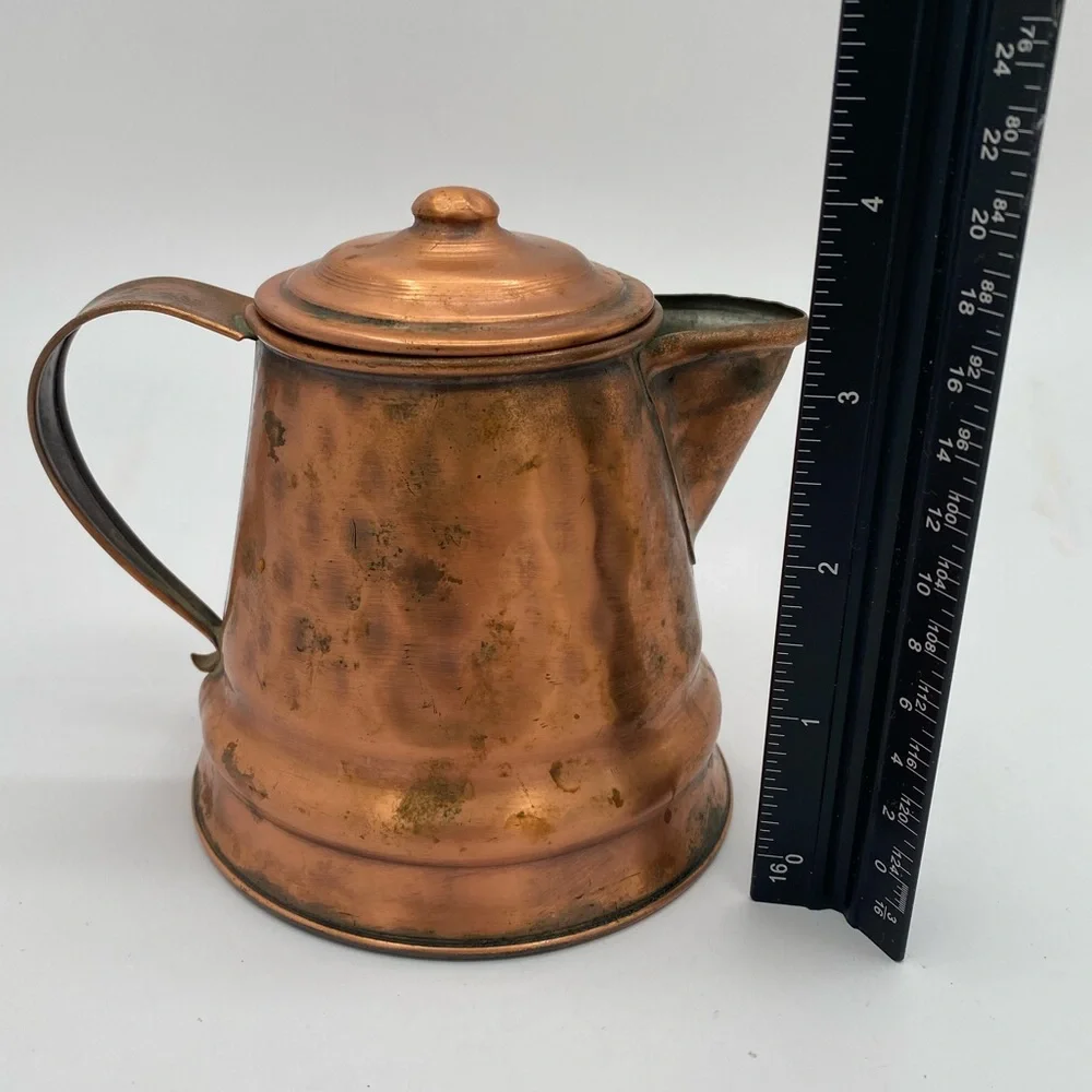 Revere Solid Copper Hammered Teapot Pitcher Made in USA  1970s Vintage MCM